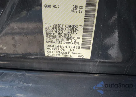 2015 Nissan Altima 2.5/2.5 S/2.5 Sl/2.5 Sv из США, поврежденный, VIN 1N4AL3AP8FC437458